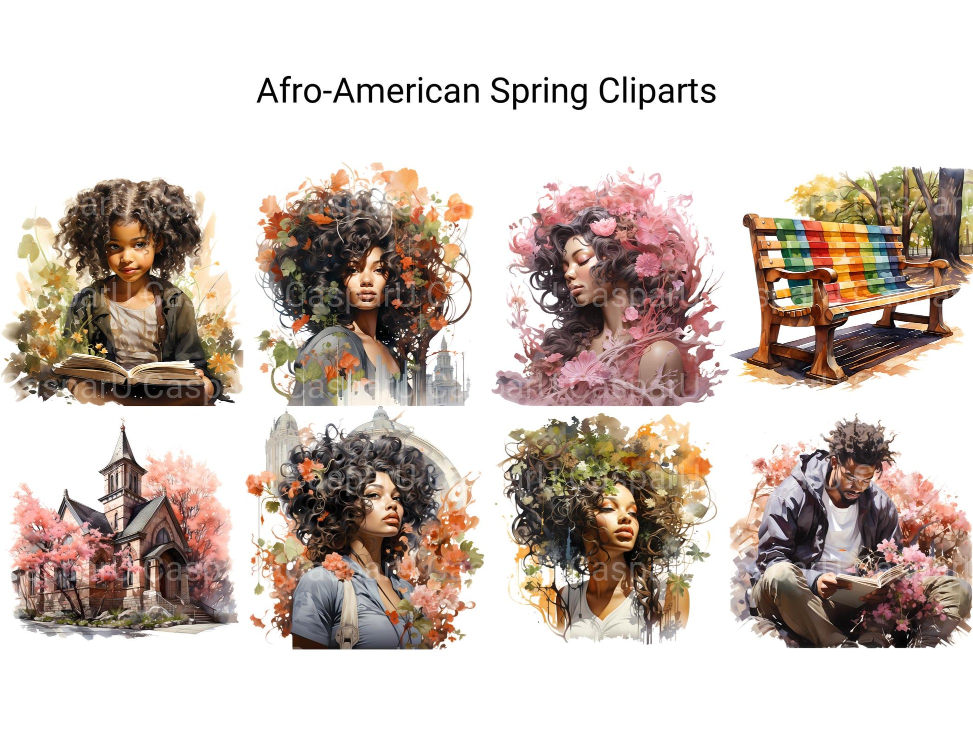 Afro-American Spring Clipart - CraftNest