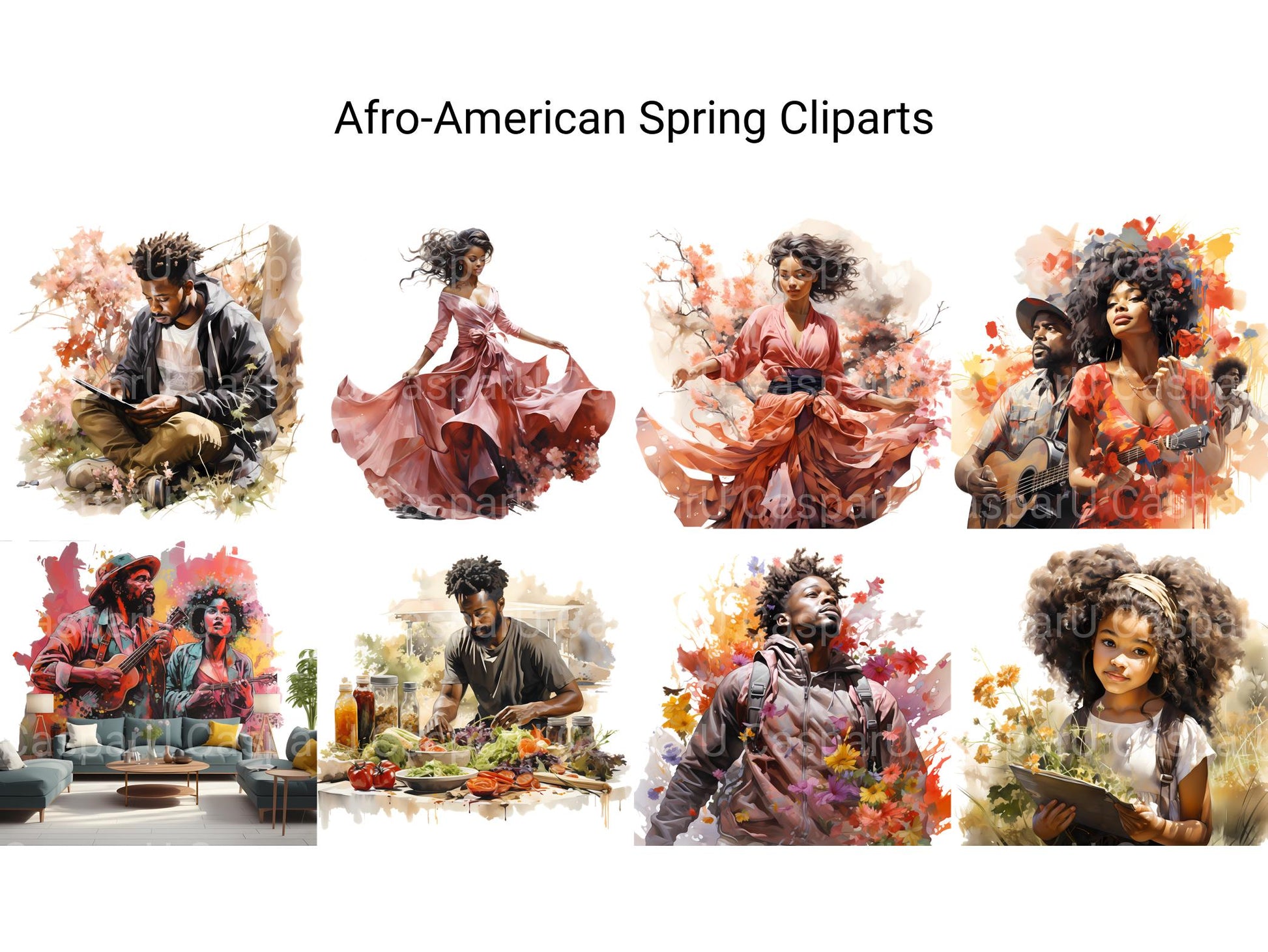 Afro-American Spring Clipart - CraftNest