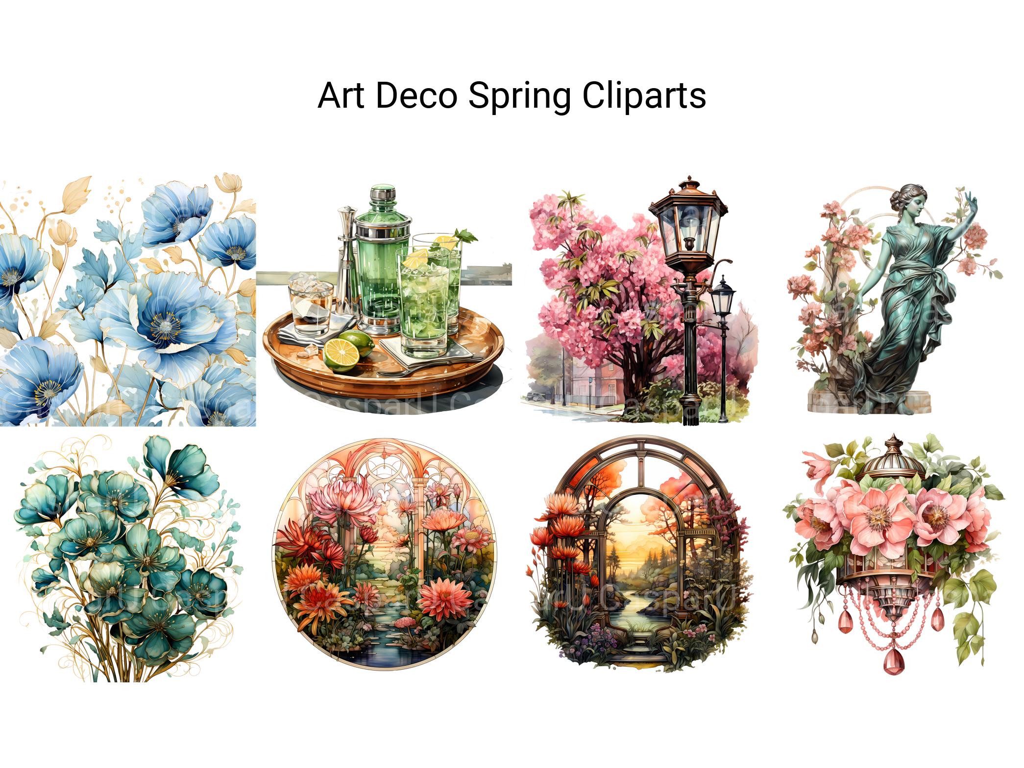 Art Deco Spring Clipart - CraftNest