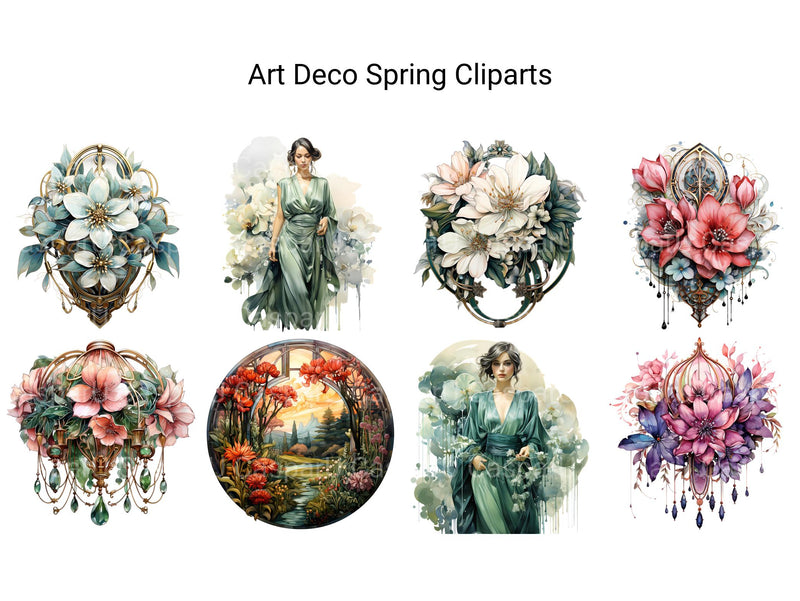 Art Deco Spring Clipart - CraftNest