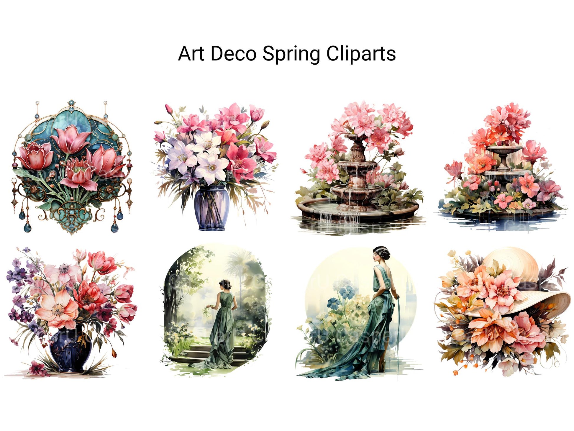 Art Deco Spring Clipart - CraftNest