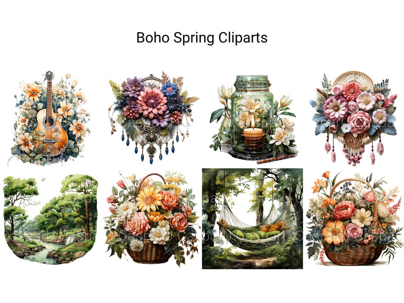 Boho Spring Clipart - CraftNest