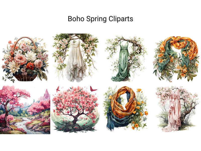 Boho Spring Clipart - CraftNest