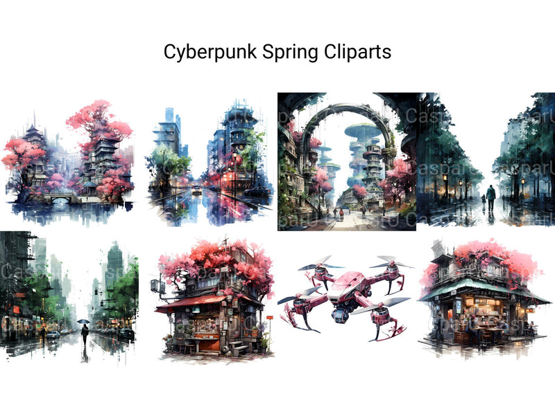 Cyberpunk Spring Clipart - CraftNest