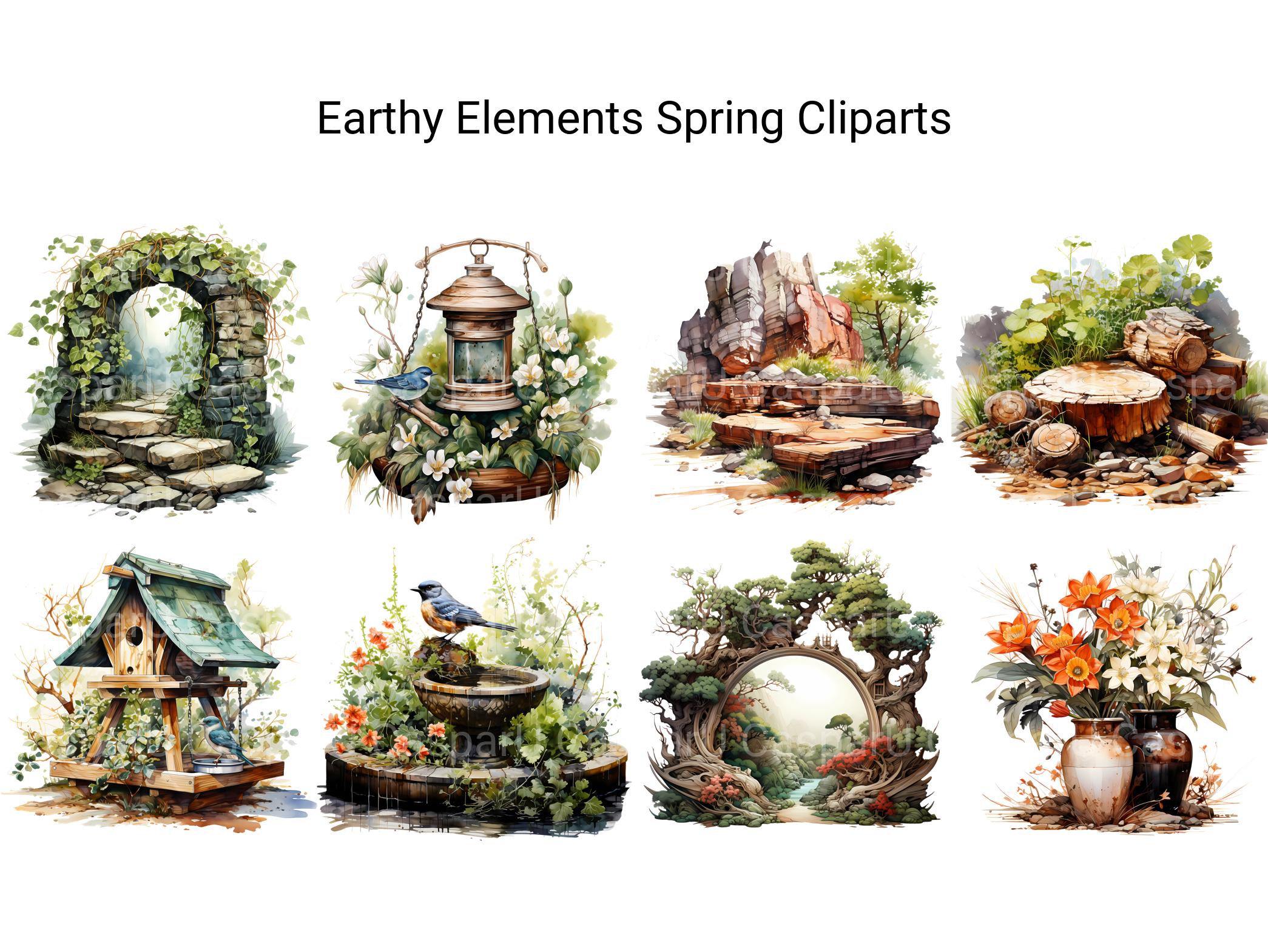 Earthy Elements Spring Clipart - CraftNest