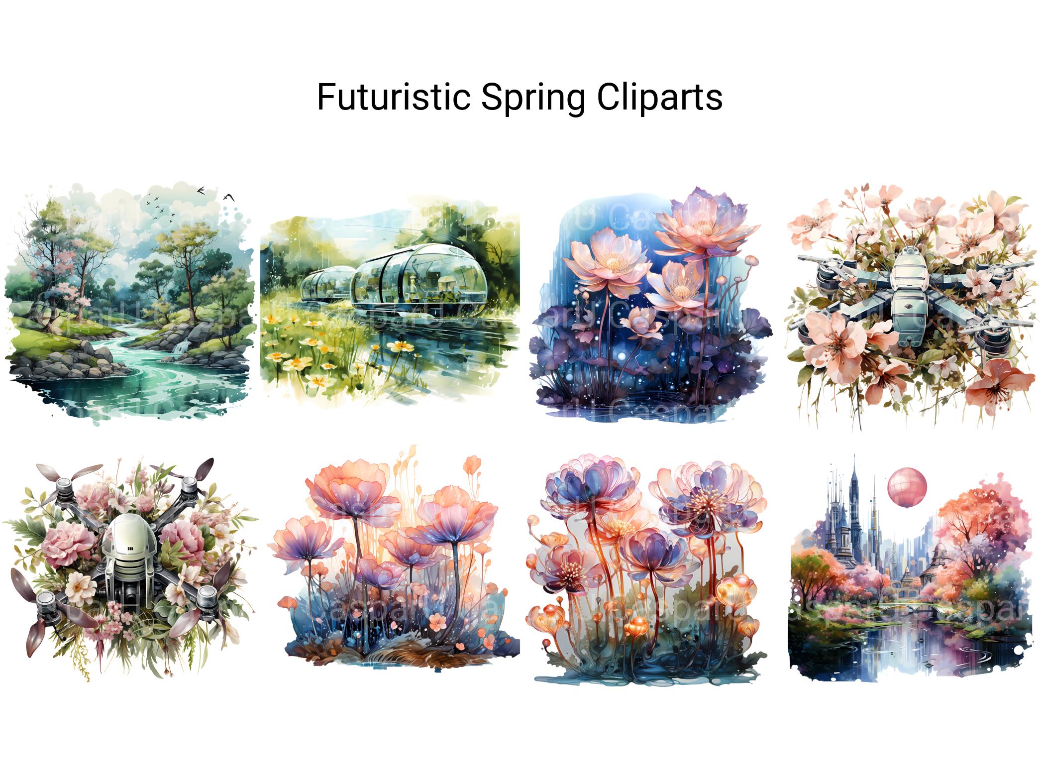 Futuristic Spring Clipart - CraftNest