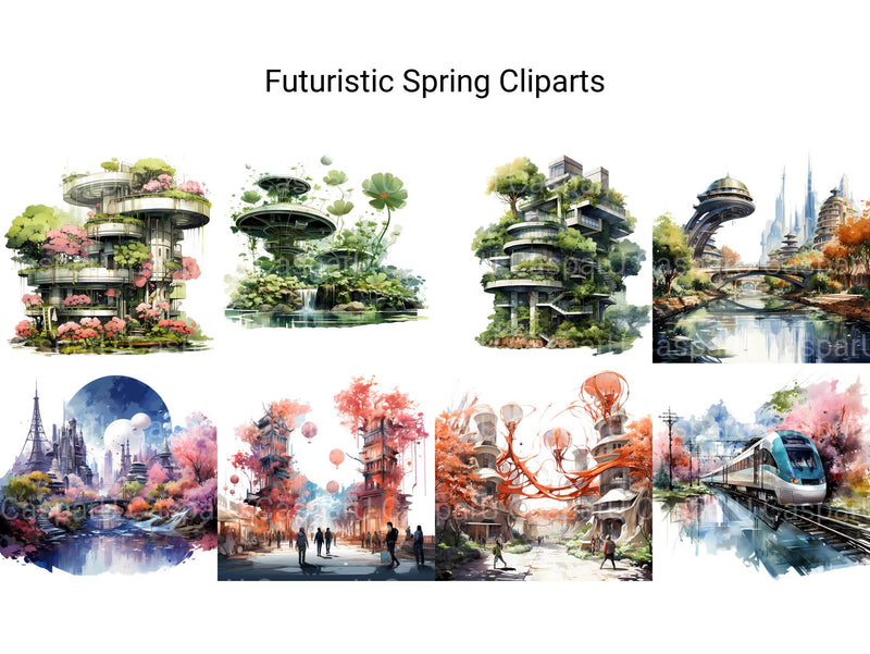 Futuristic Spring Clipart - CraftNest