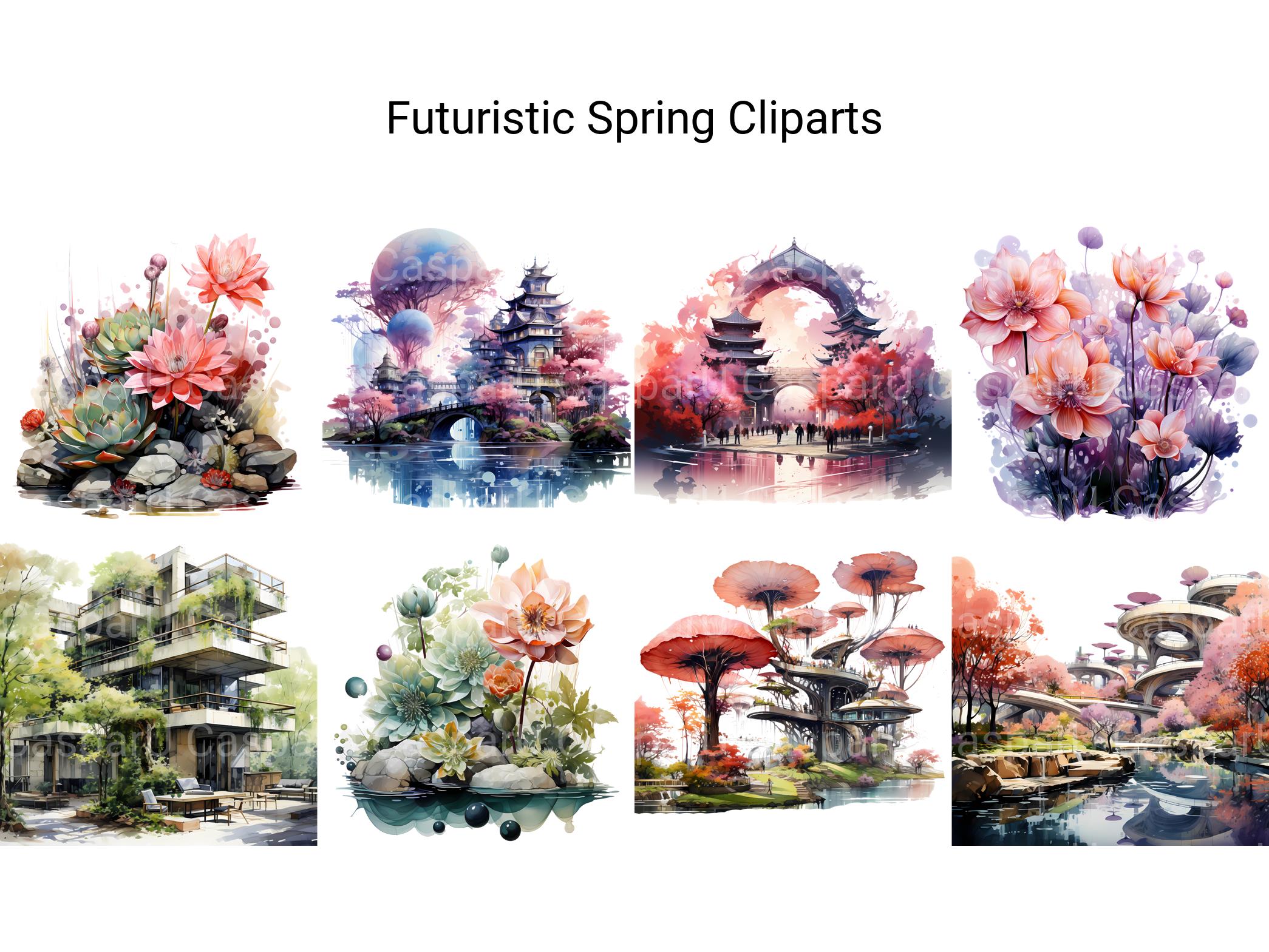 Futuristic Spring Clipart - CraftNest