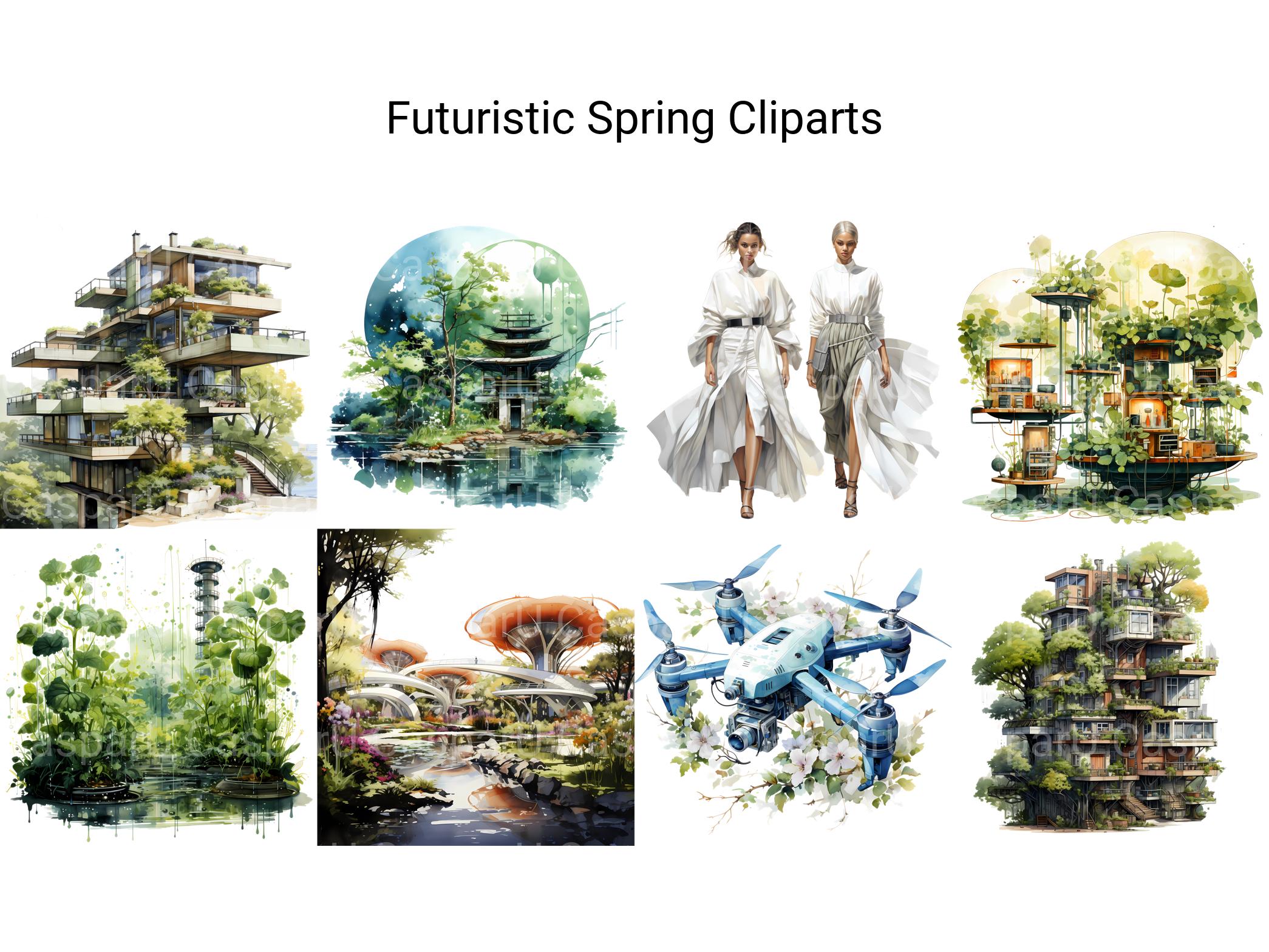 Futuristic Spring Clipart - CraftNest