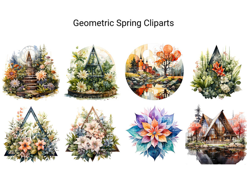 Geometric Spring Clipart - CraftNest