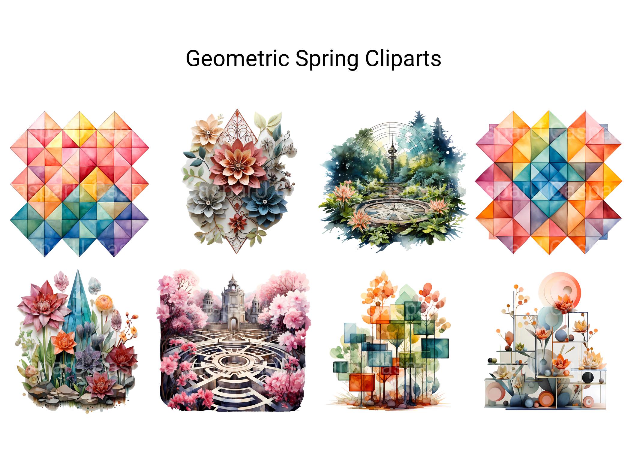 Geometric Spring Clipart - CraftNest