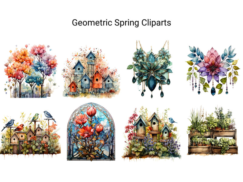 Geometric Spring Clipart - CraftNest