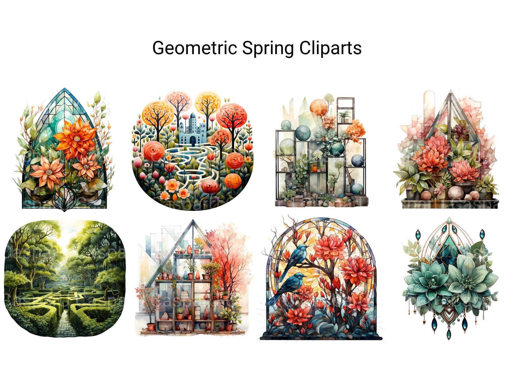 Geometric Spring Clipart - CraftNest