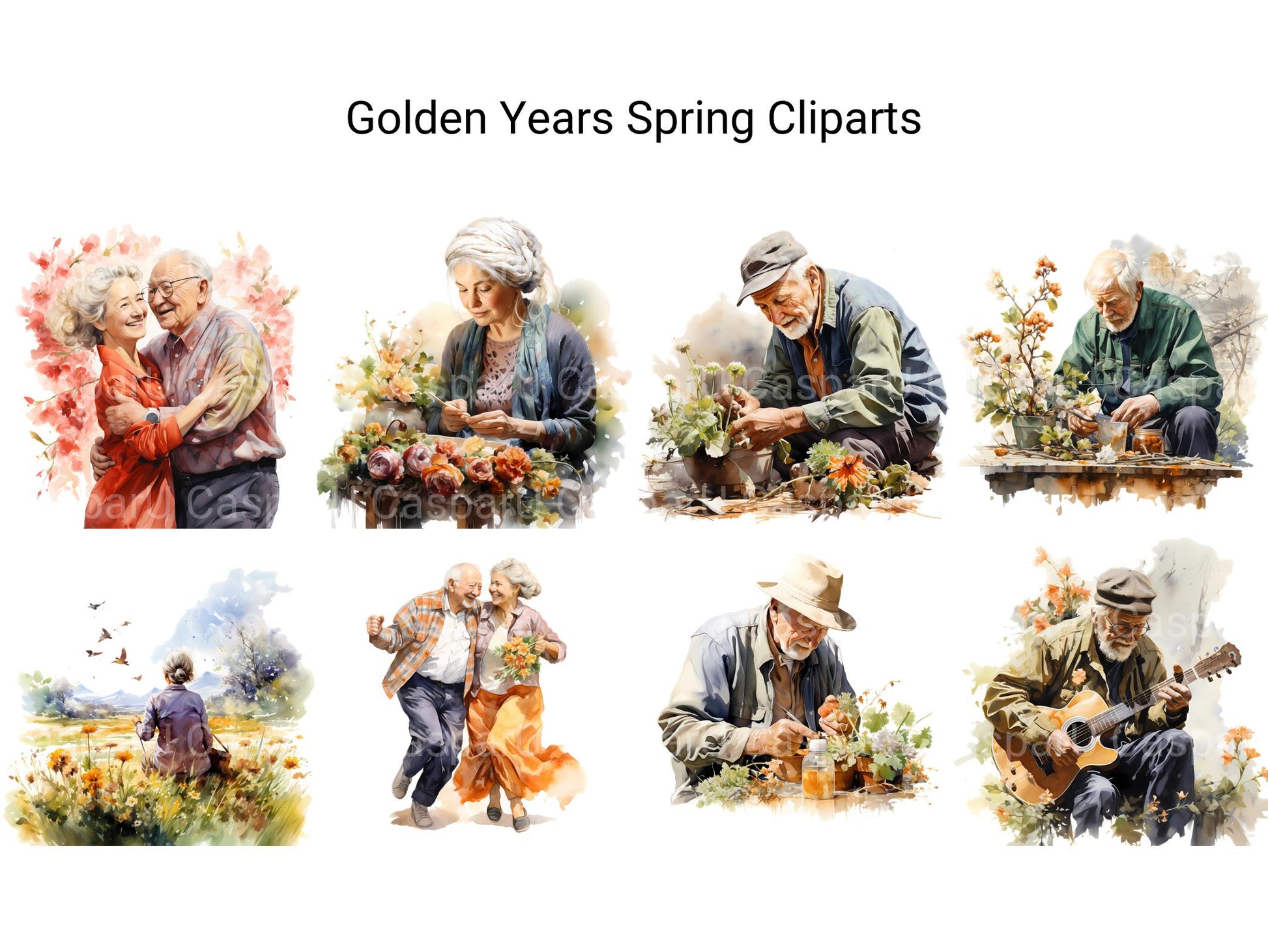 Golden Years Spring Clipart - CraftNest