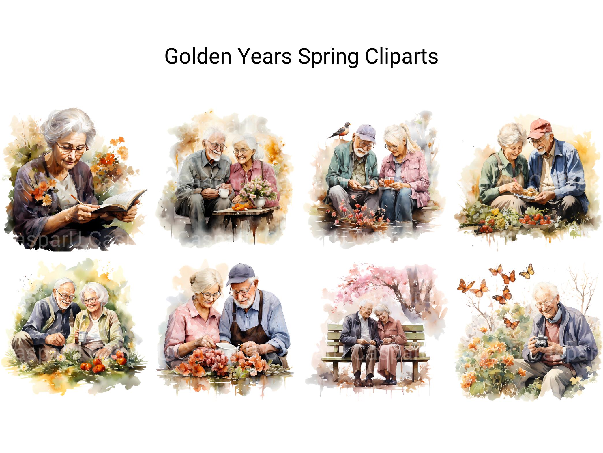 Golden Years Spring Clipart - CraftNest