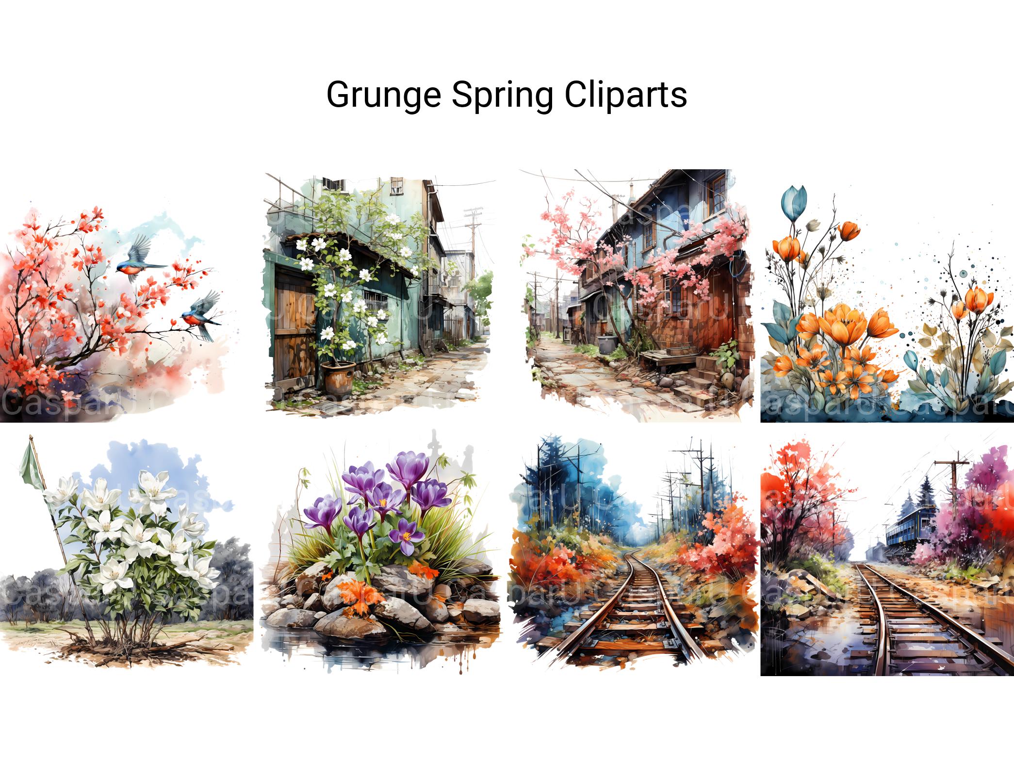 Grunge Spring Clipart - CraftNest