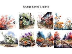 Grunge Spring Clipart - CraftNest