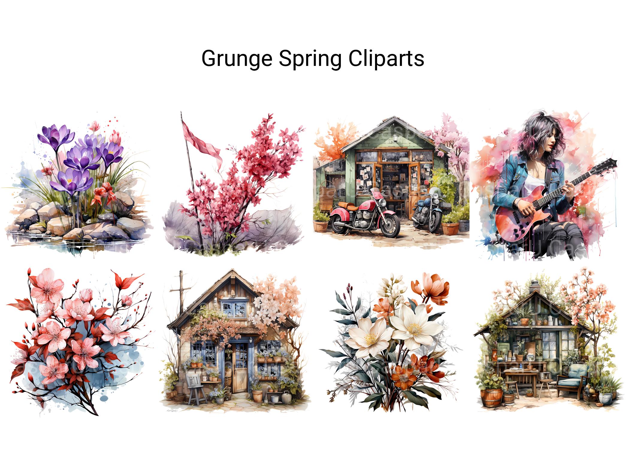 Grunge Spring Clipart - CraftNest