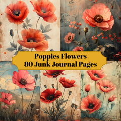 Poppies Flowers Junk Journal Pages - CraftNest