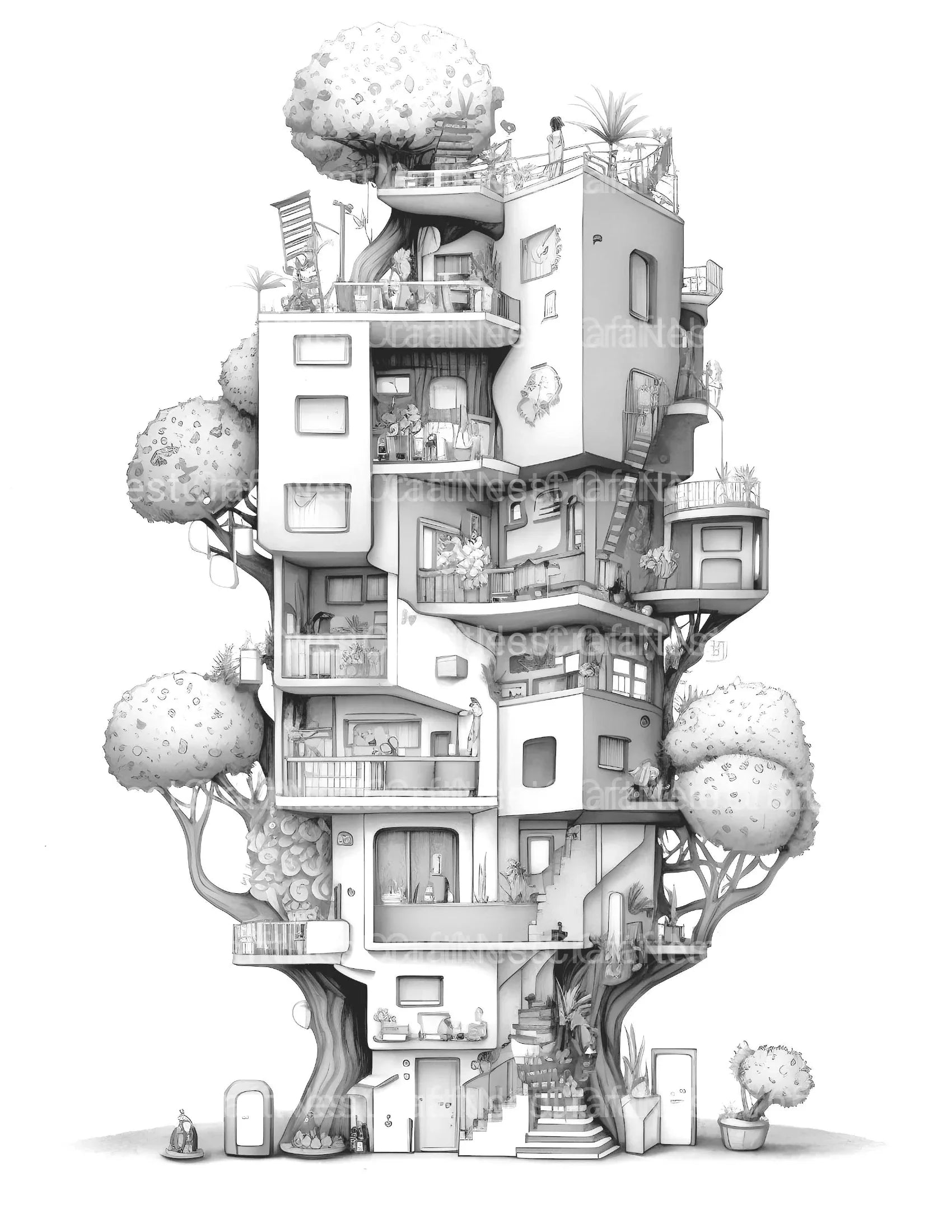 Condominium Tiny House Coloring Book - CraftNest - Digital Crafting and Art