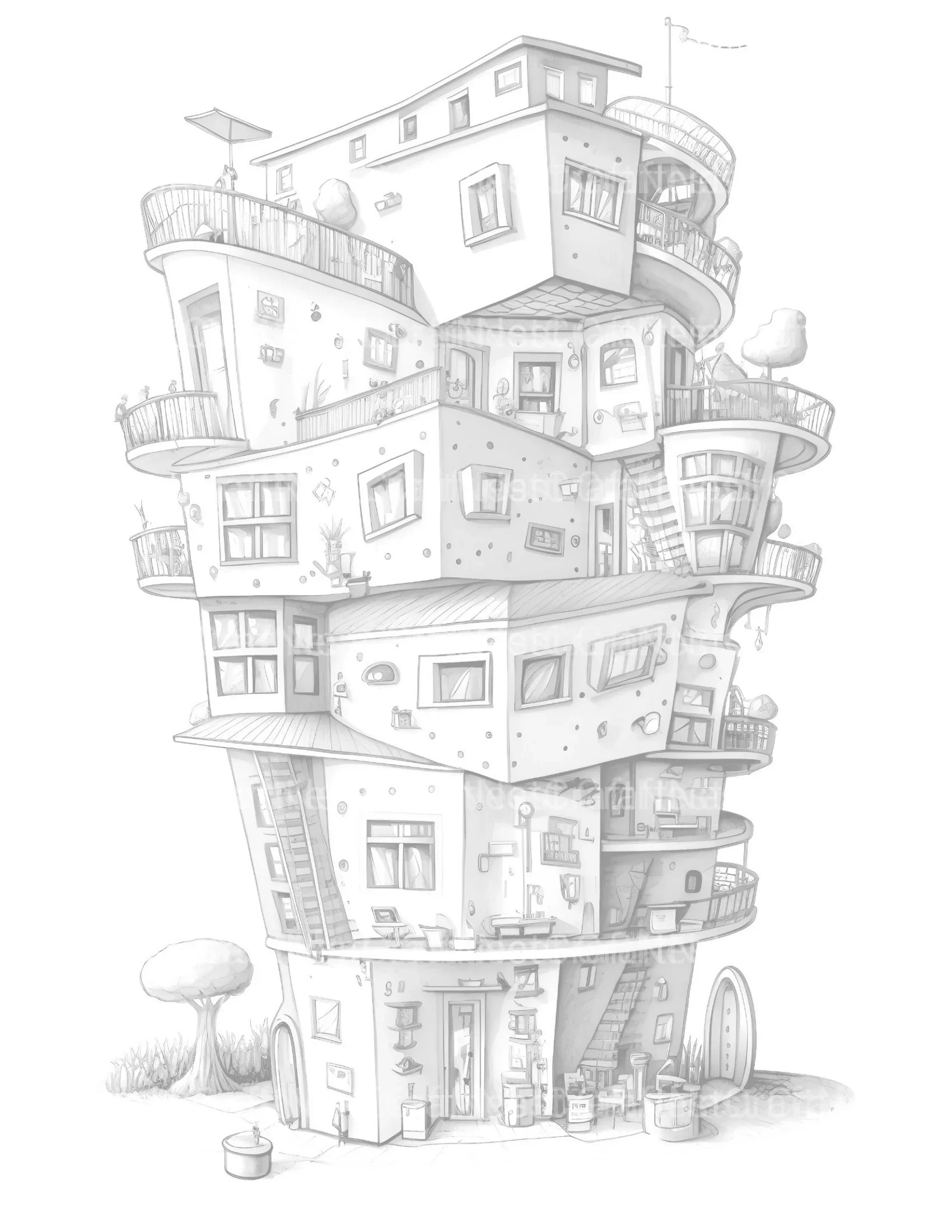 Condominium Tiny House Coloring Book - CraftNest - Digital Crafting and Art