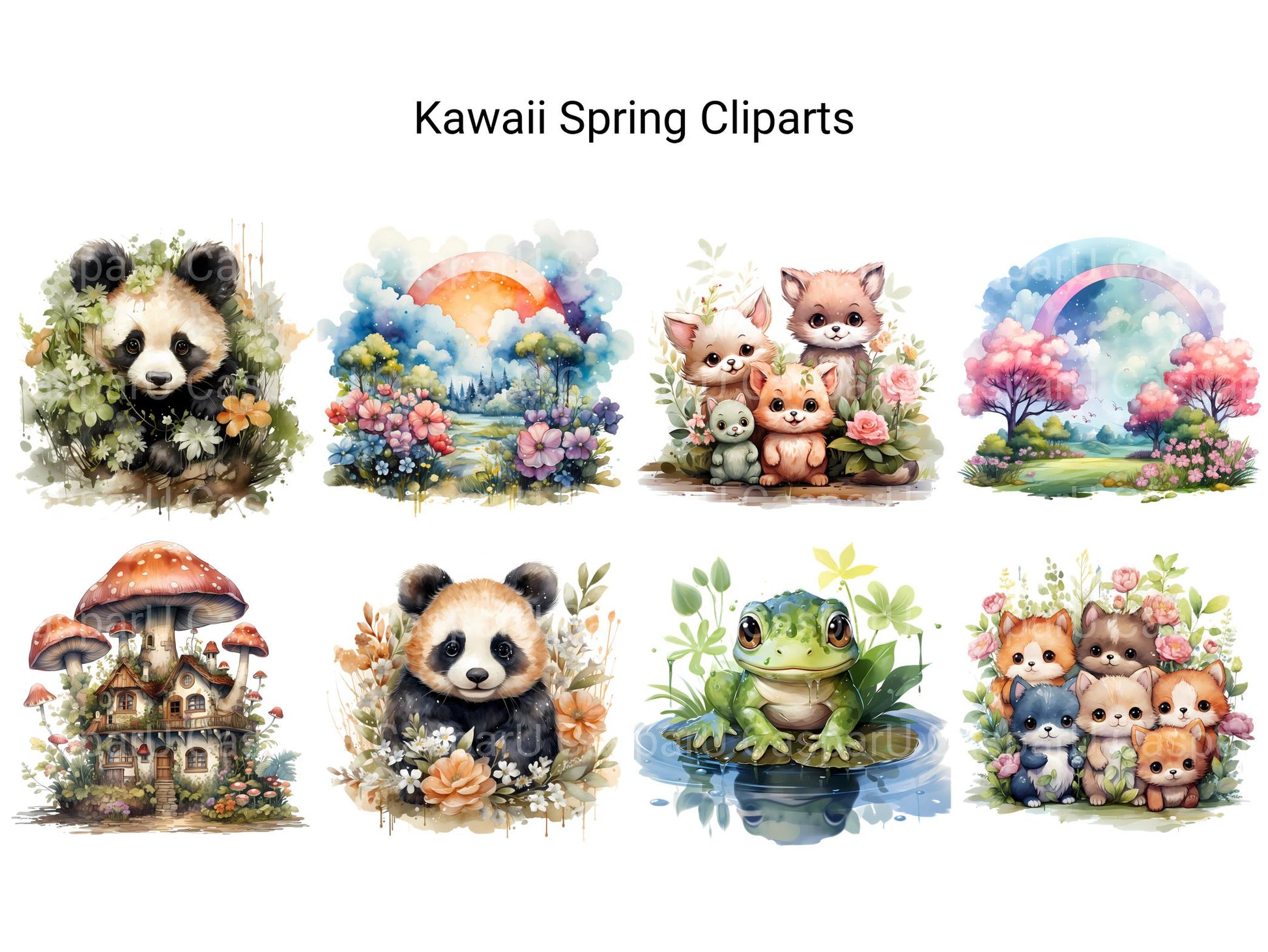 Kawaii Spring Clipart - CraftNest