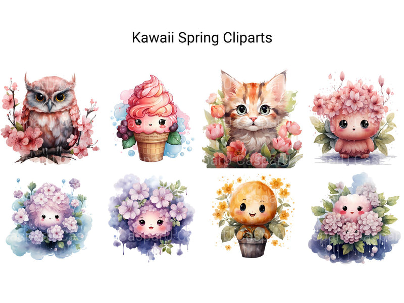 Kawaii Spring Clipart - CraftNest