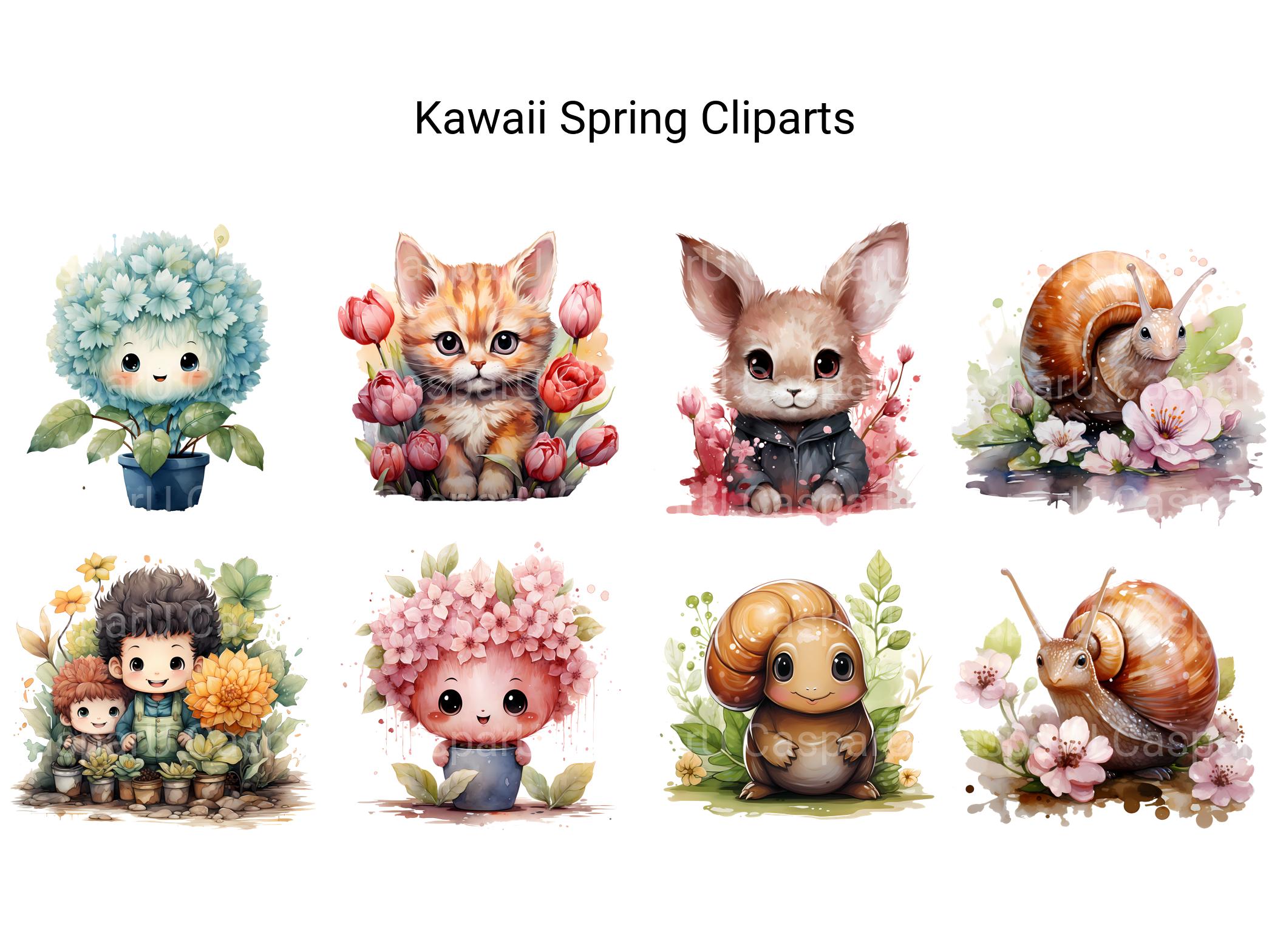 Kawaii Spring Clipart - CraftNest