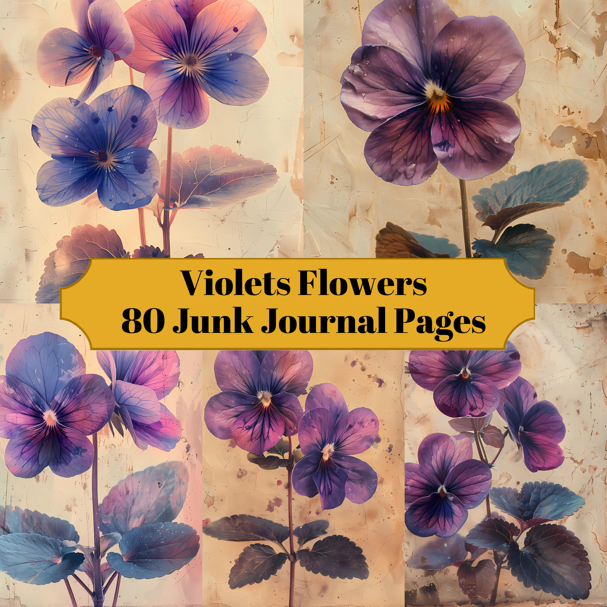 Violets Flowers Junk Journal Pages - CraftNest