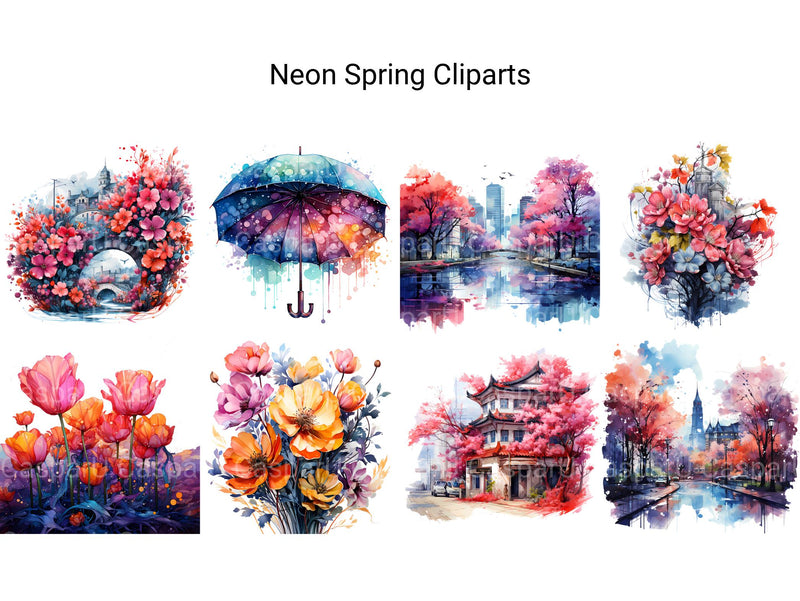 Neon Spring Clipart - CraftNest