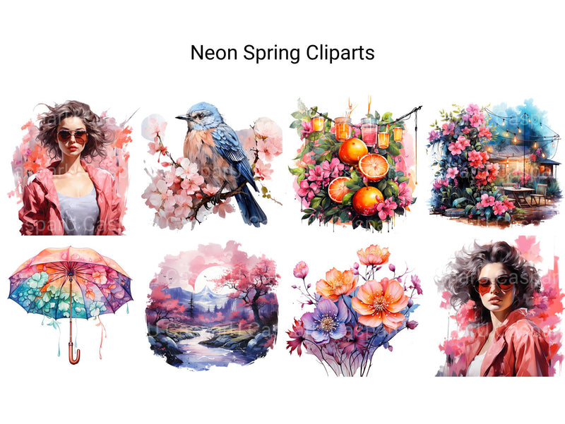 Neon Spring Clipart - CraftNest