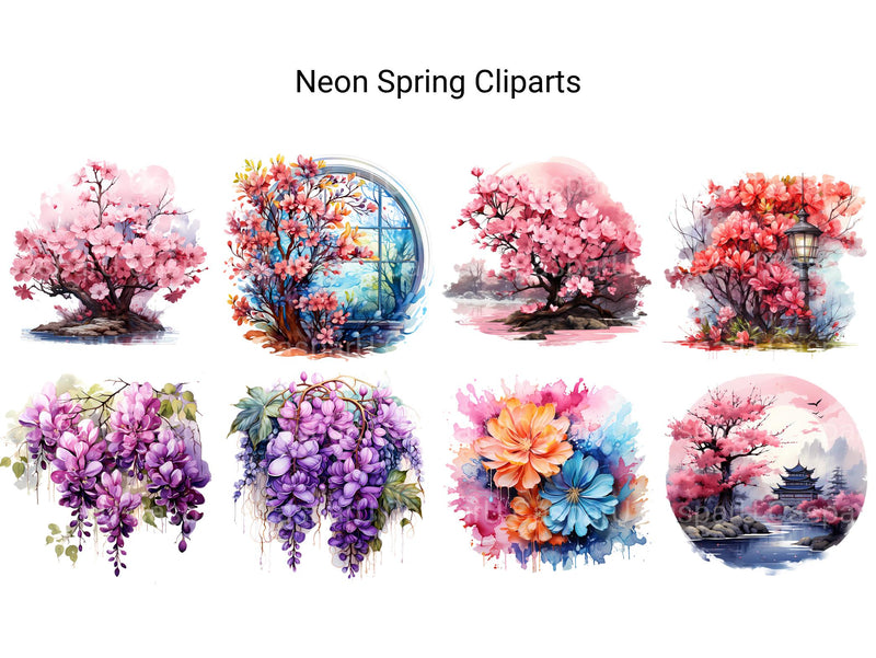 Neon Spring Clipart - CraftNest