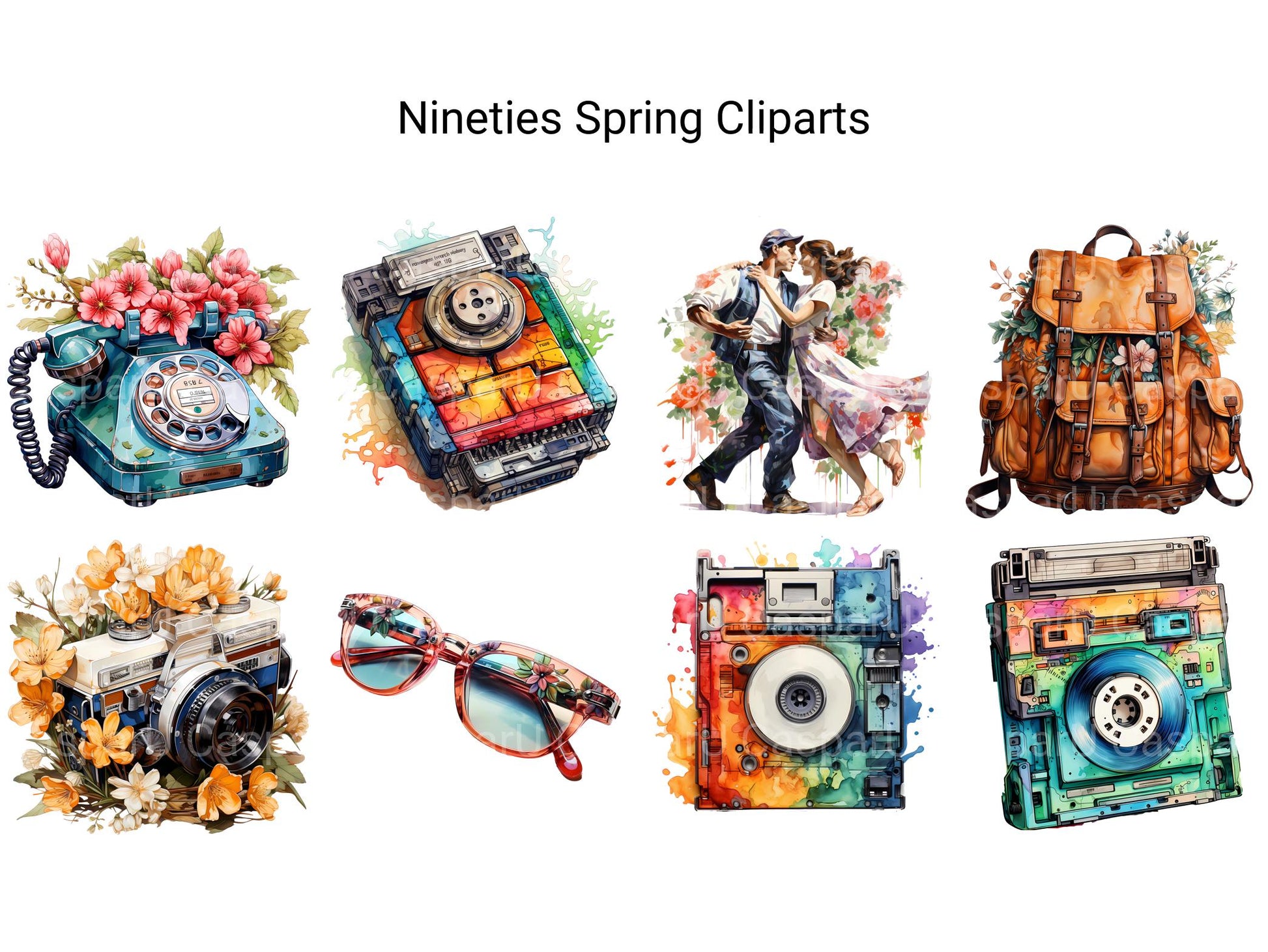 Nineties Spring Clipart - CraftNest