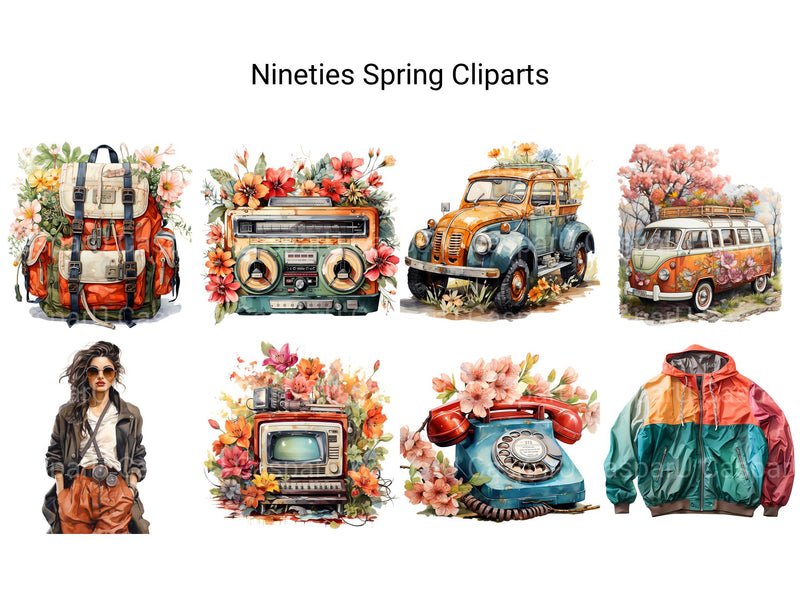 Nineties Spring Clipart - CraftNest