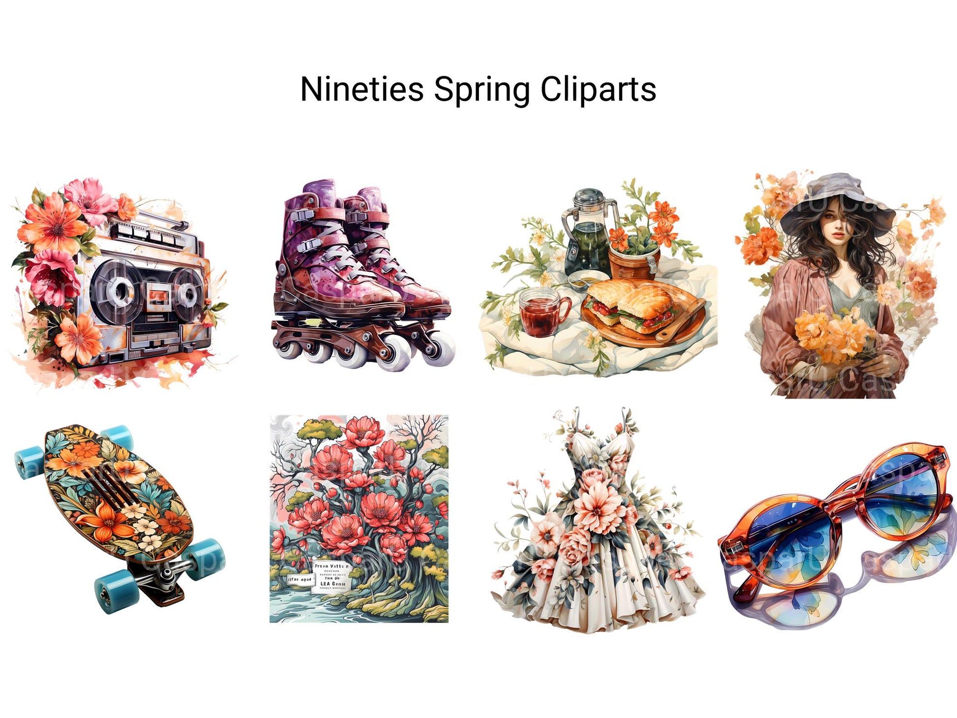 Nineties Spring Clipart - CraftNest