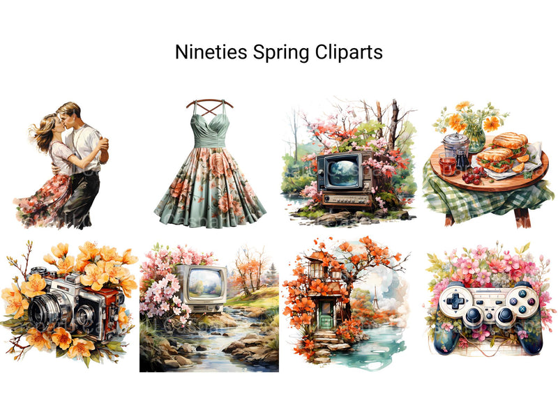 Nineties Spring Clipart - CraftNest