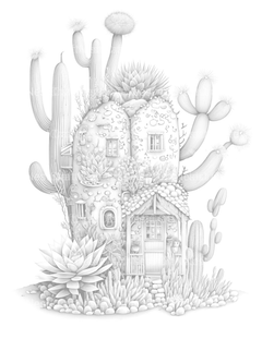 Cactus Fairy Houses Coloring Book - CraftNest - Digital Crafting and Art