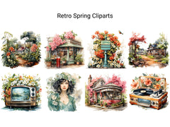 Retro Spring Clipart - CraftNest