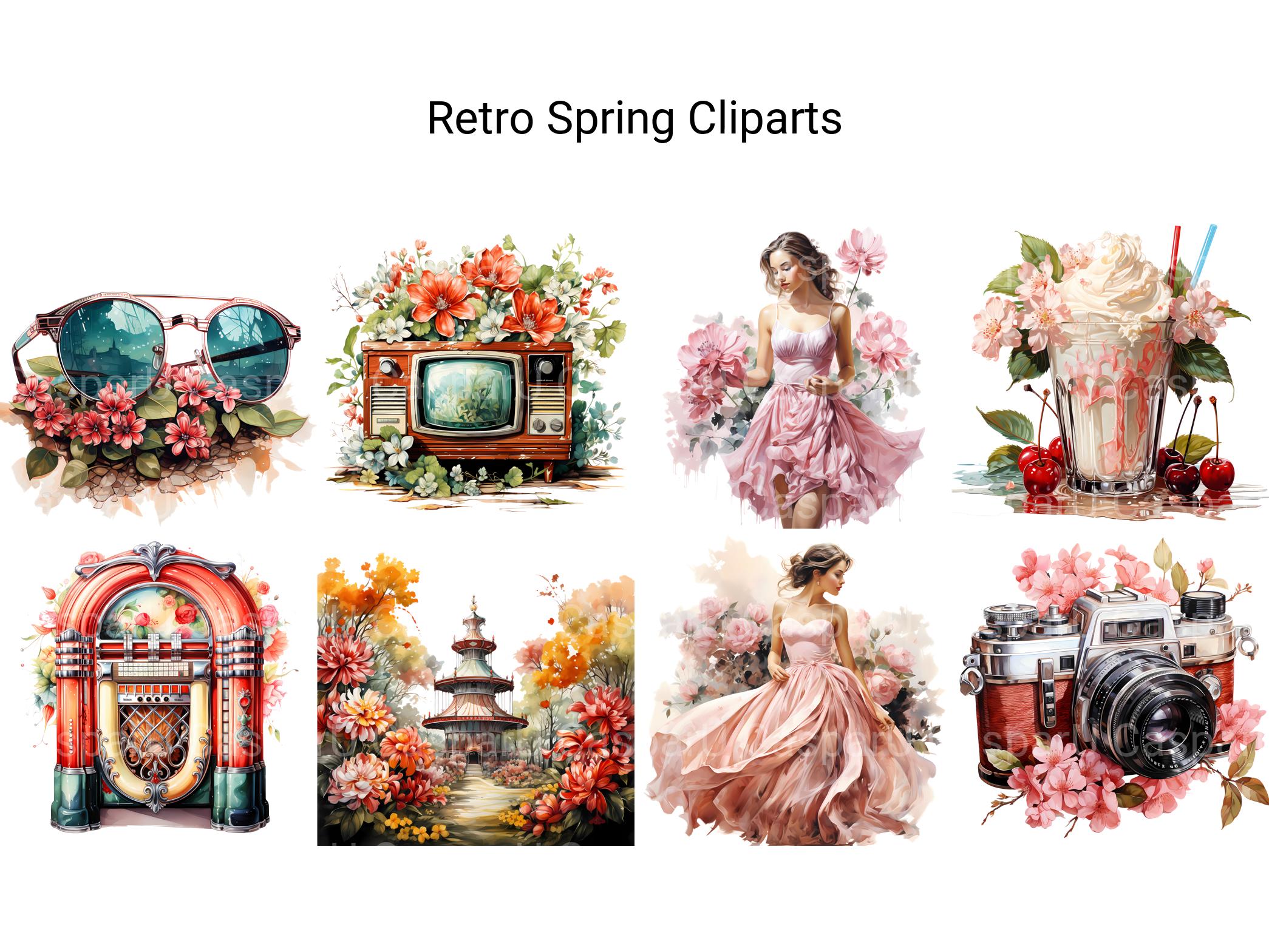 Retro Spring Clipart - CraftNest