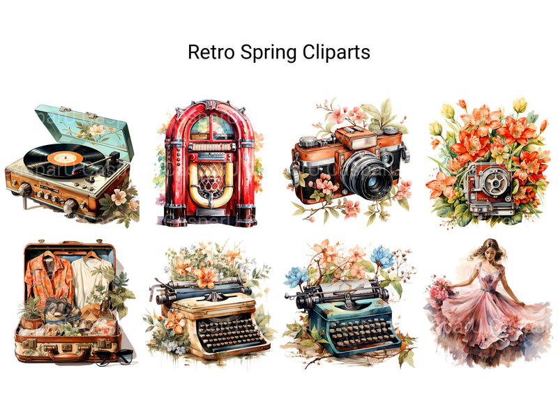 Retro Spring Clipart - CraftNest