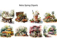 Retro Spring Clipart - CraftNest