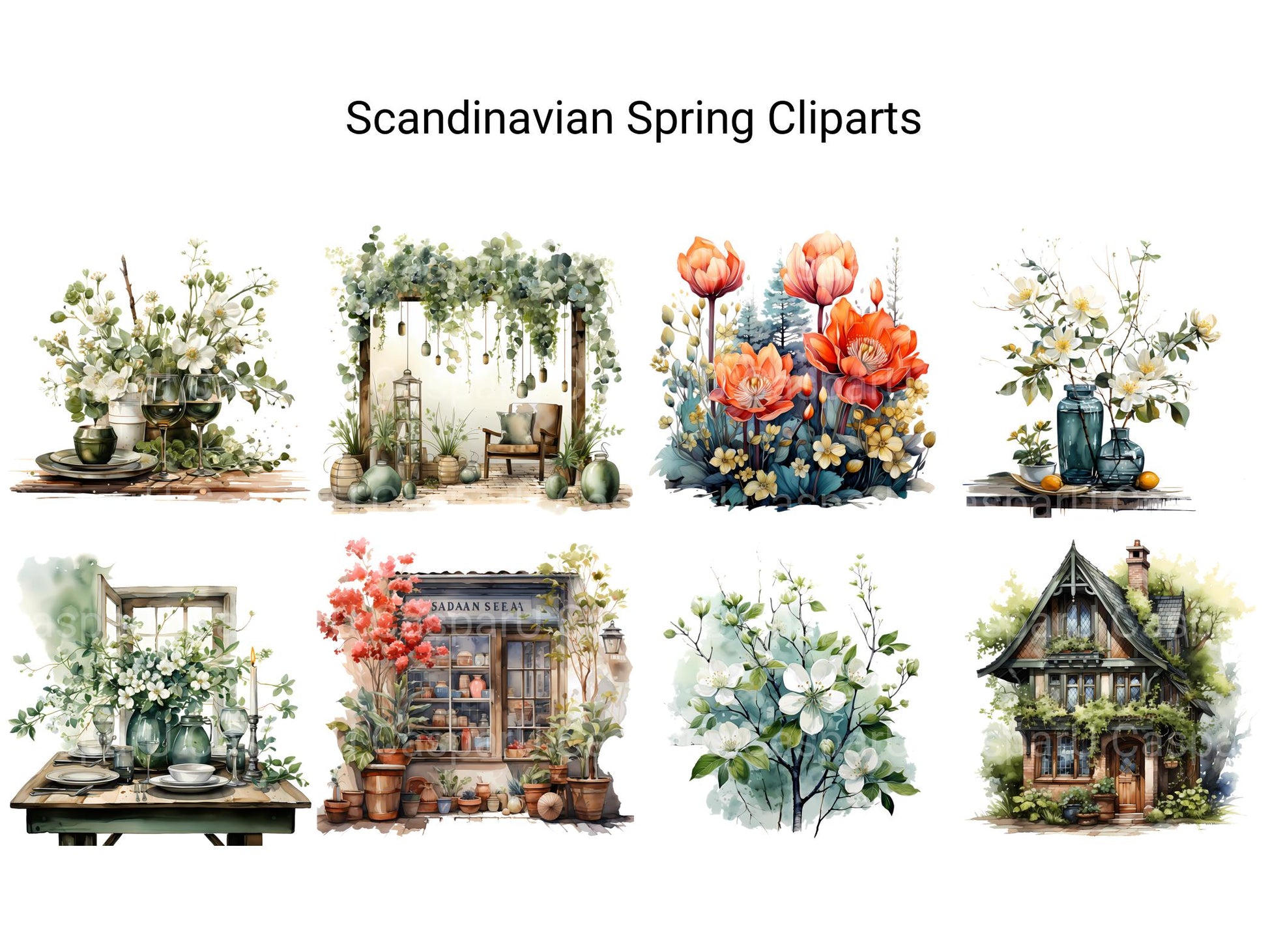 Scandinavian Spring Clipart - CraftNest