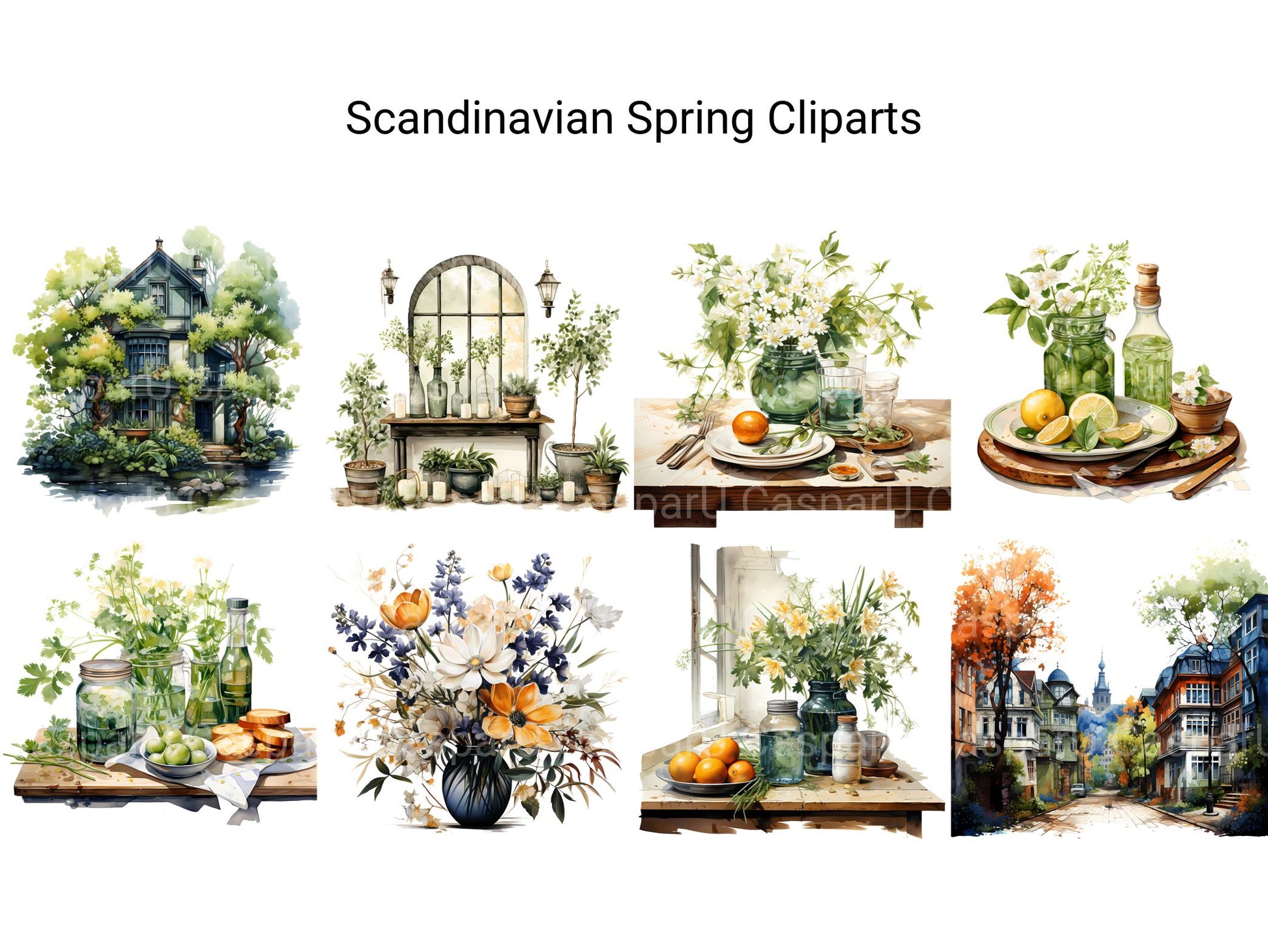 Scandinavian Spring Clipart - CraftNest