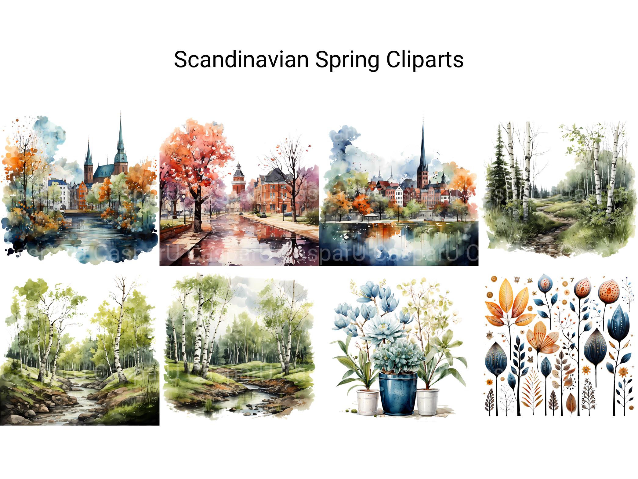 Scandinavian Spring Clipart - CraftNest