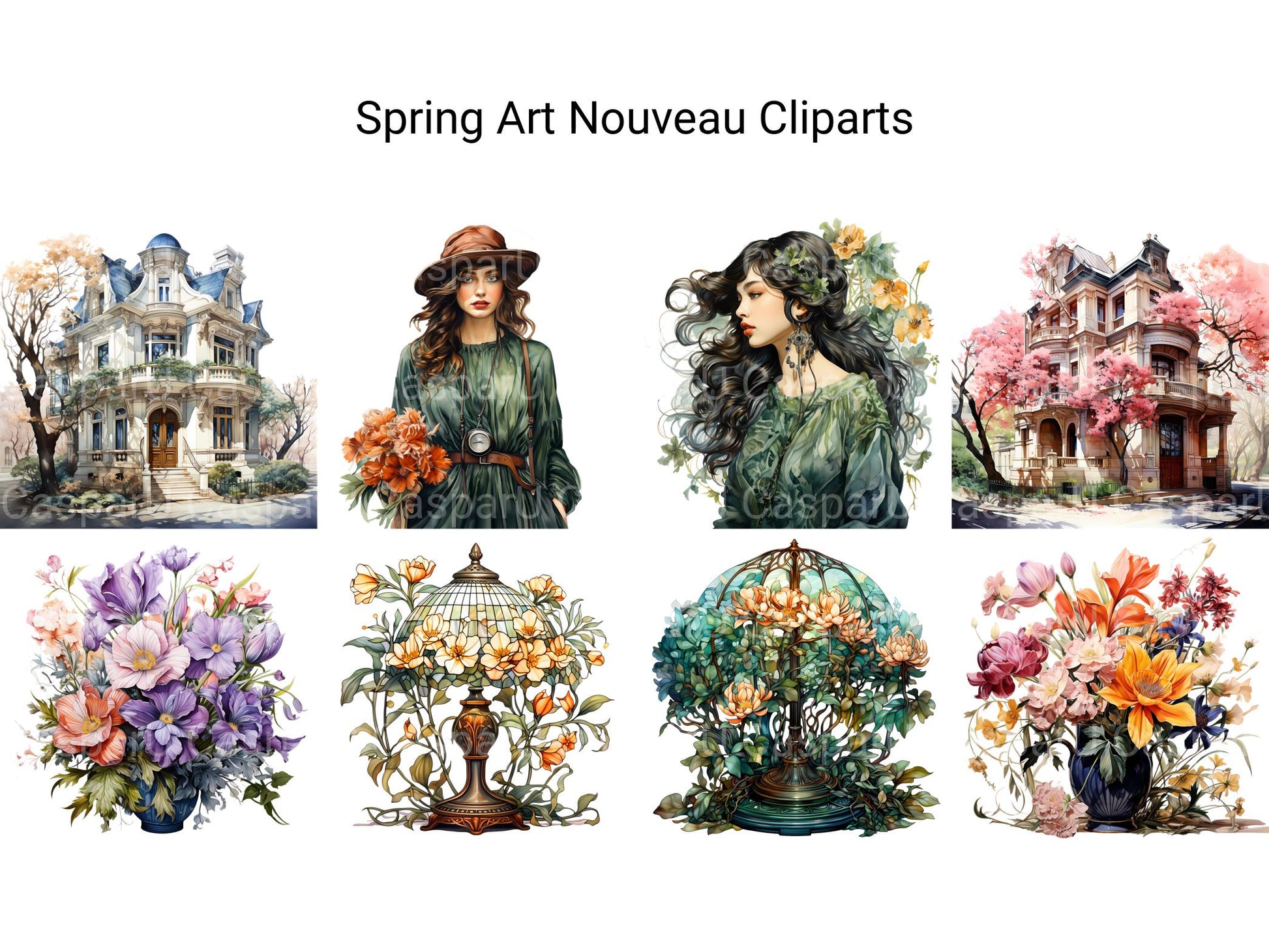 Spring Art Nouveau Clipart - CraftNest