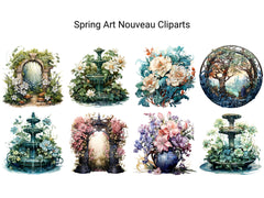 Spring Art Nouveau Clipart - CraftNest