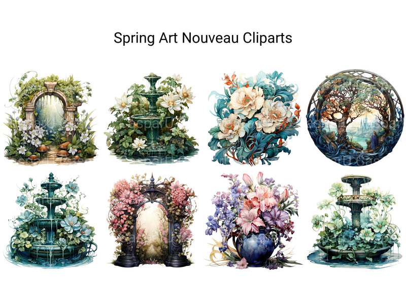 Spring Art Nouveau Clipart - CraftNest