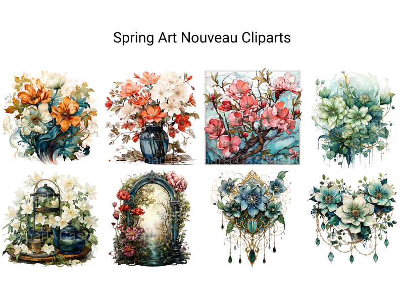 Spring Art Nouveau Clipart - CraftNest