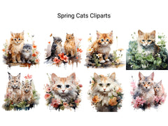 Spring Cats Clipart - CraftNest