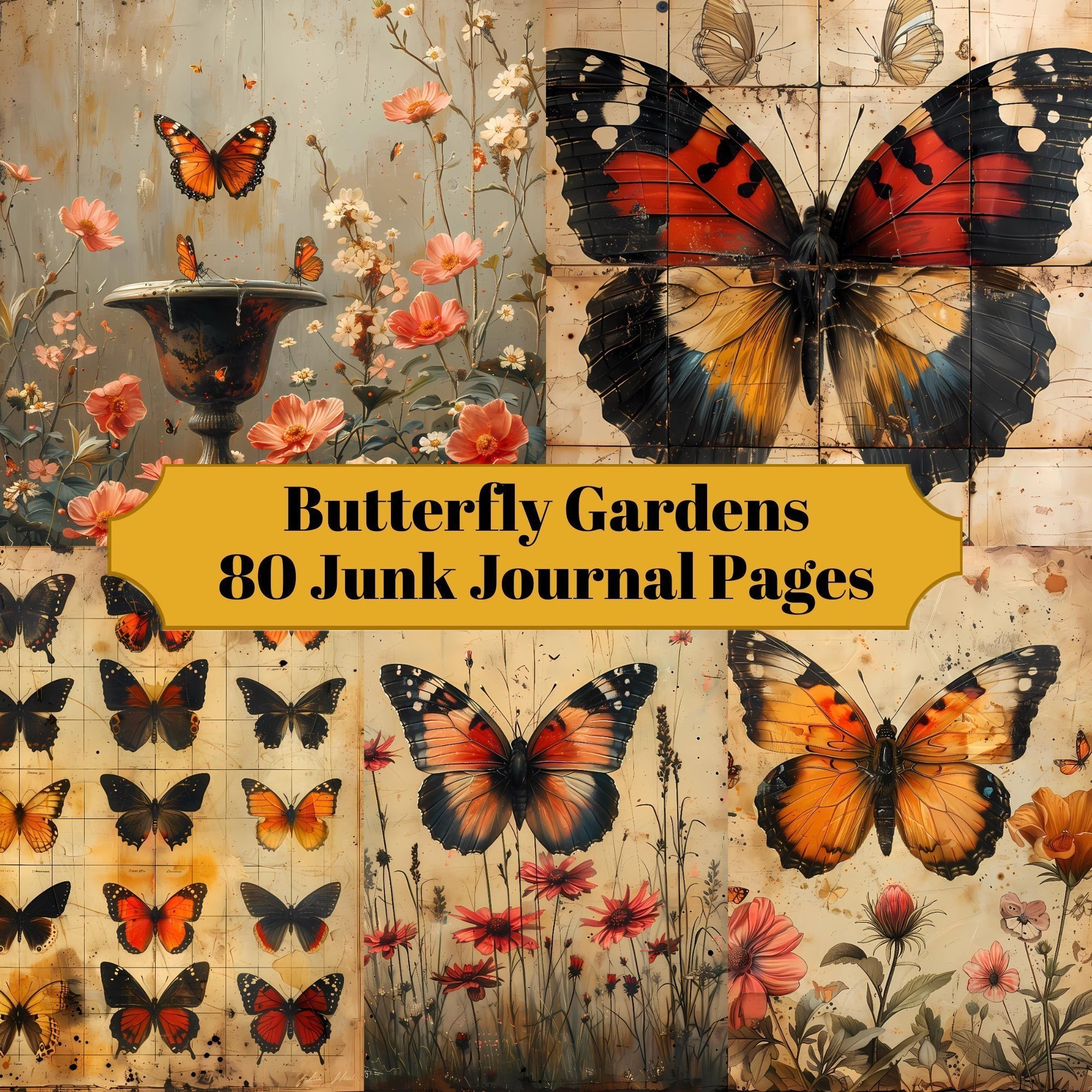 Butterfly Gardens Junk Journal Pages - CraftNest - Digital Crafting and Art